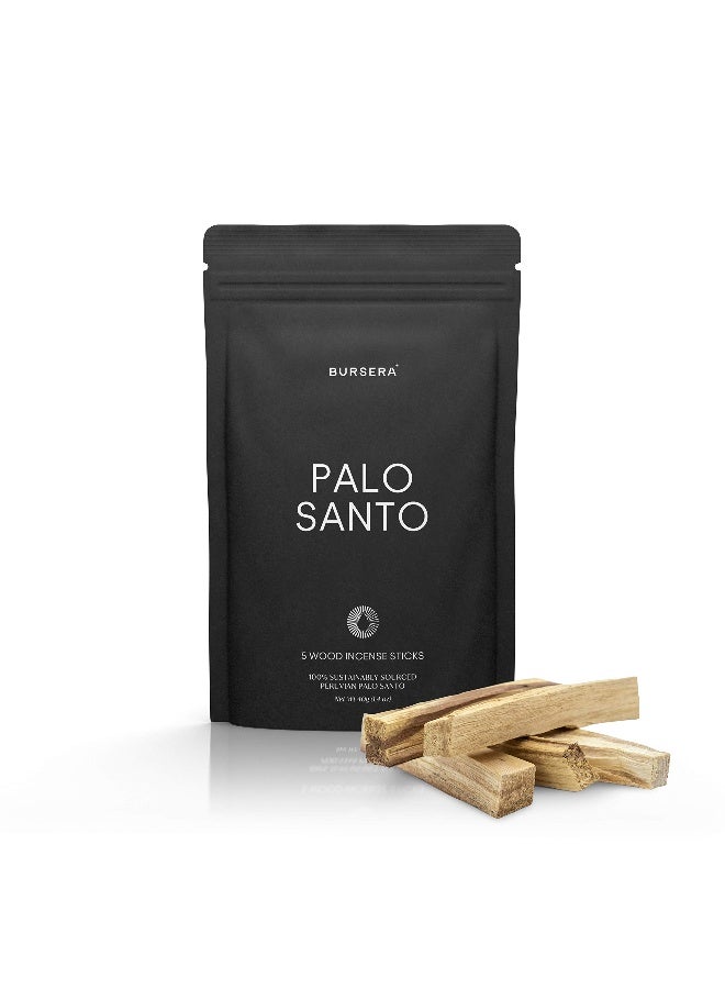 Bursera Palo Santo Sticks, Tree Planted with Every Order, 100% Natural, Ethical & Sustainable, 5-Pack Authentic Real Palo Santo Wood Incense Sticks from Peru for Aromatherapy, Smudging - Image 1